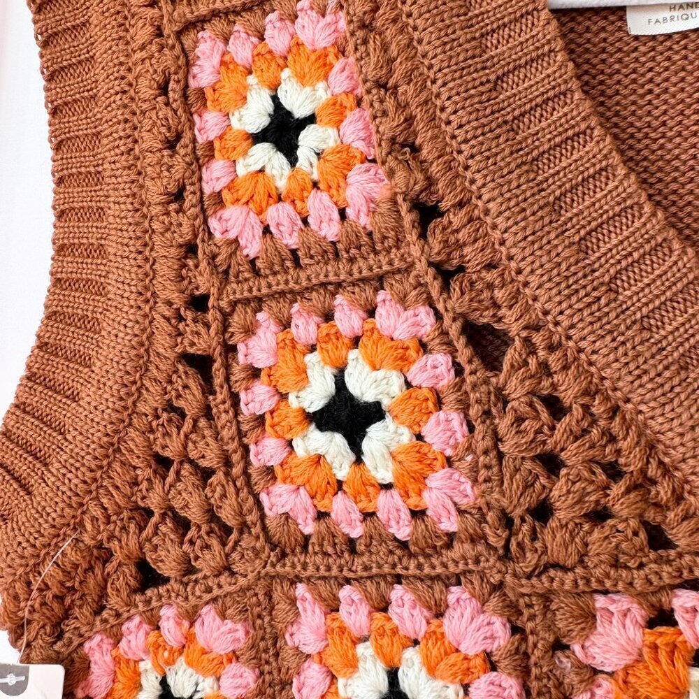 NWT Stella Pardo Crochet Wool Patchwork Sweater Vest Small - Picture 4 of 12